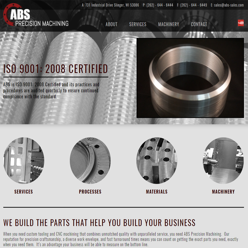 Website design for ABS Precision Machining